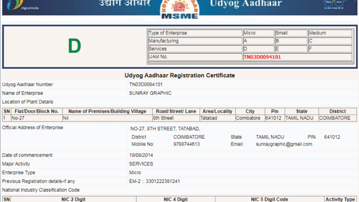 Registered in MSME